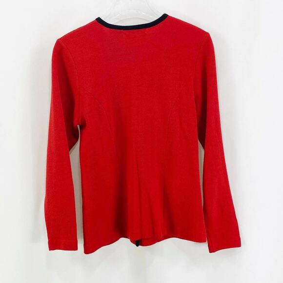 LIZ CLAIBORNE Red Wool Blend Gold Button Cardigan Sweater - Picture 4 of 8